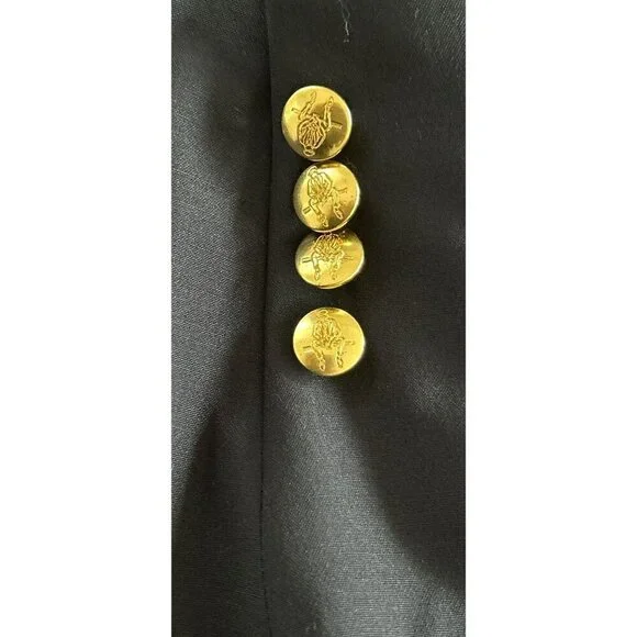 PAUL STUART Sport Blazer 100% Wool Navy Blue Jacket Gold Buttons Size 48/XLong